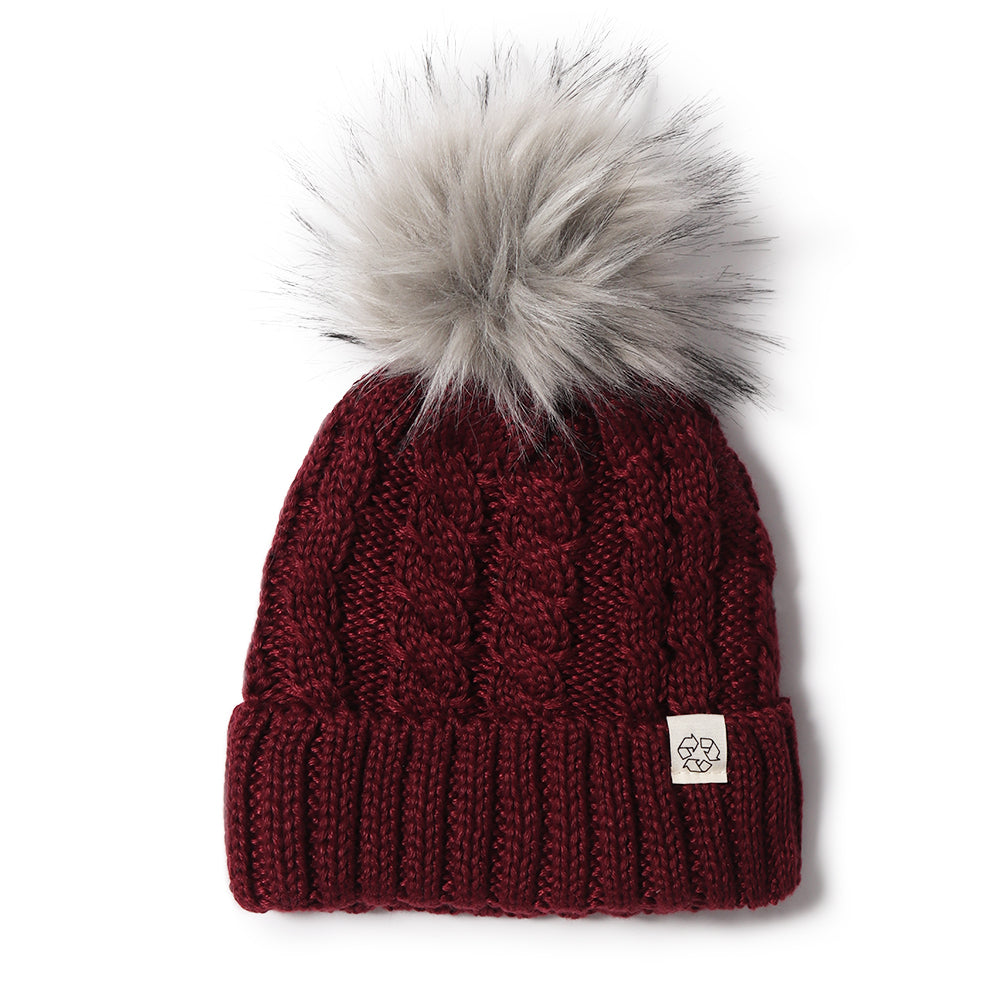 
                  
                    Eco-product! Recycled Polyester Beanie with Lining & Faux Fur Pom - ABB411R
                  
                