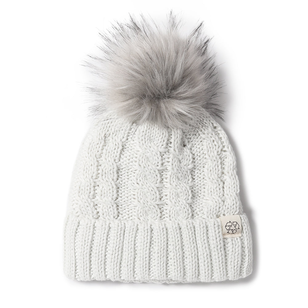 
                  
                    Eco-product! Recycled Polyester Beanie with Lining & Faux Fur Pom - ABB411R
                  
                