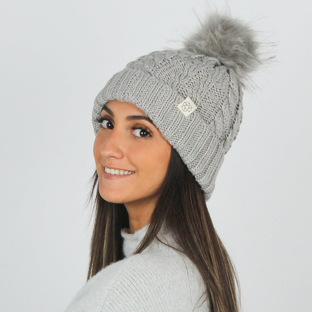 
                  
                    Eco-product! Recycled Polyester Beanie with Lining & Faux Fur Pom - ABB411R
                  
                