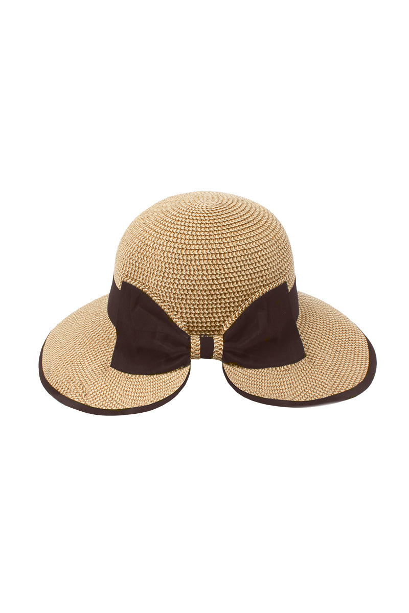 Marled Straw Bucket with Oversized Grosgrain Bow