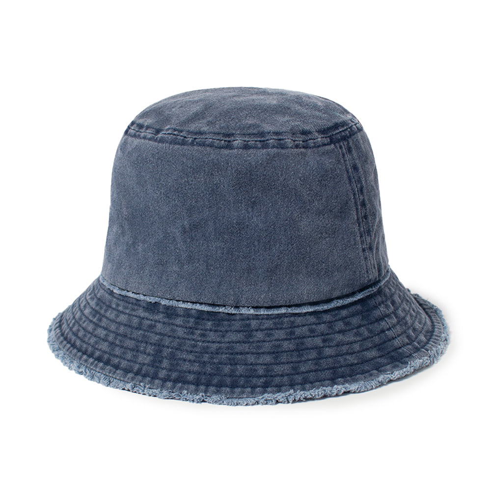 Solid Distressed Edge Bucket Hat