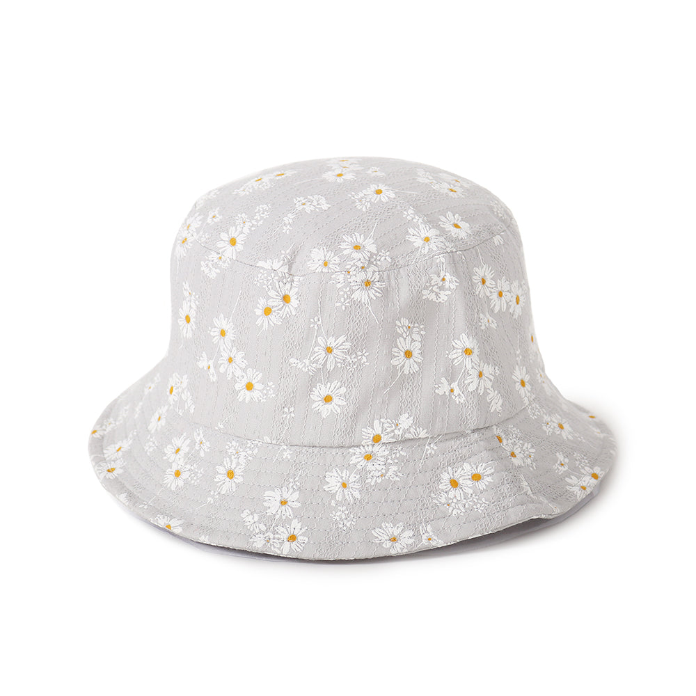 Textured Floral Print Bucket Hat - FWBU6281