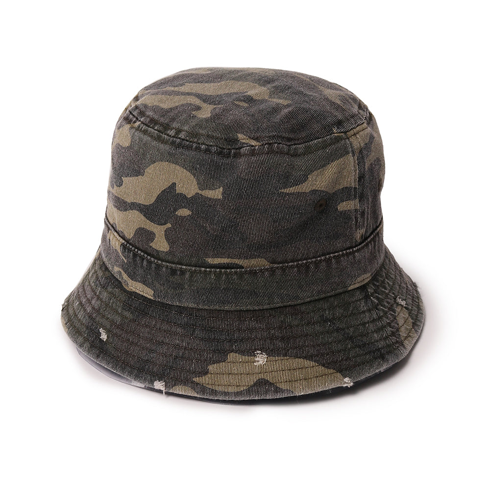 Camo Distressed Bucket Hat