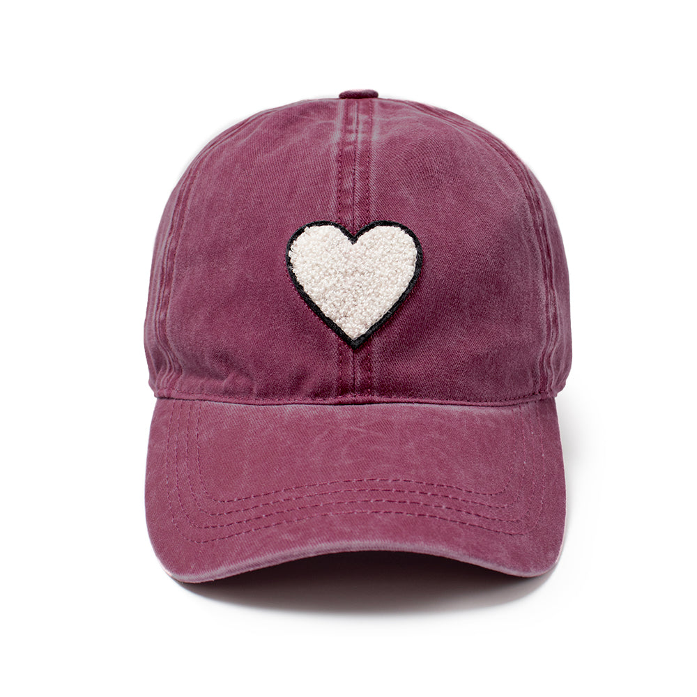 HEART CHENILLE PATCH BASEBALL CAP-FWCAP2182