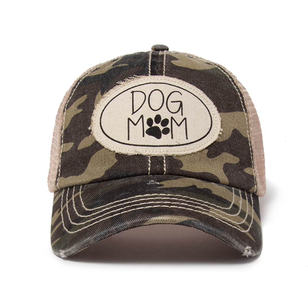 Dog Mom Canvas Patch Mesh Back Baseball Cap