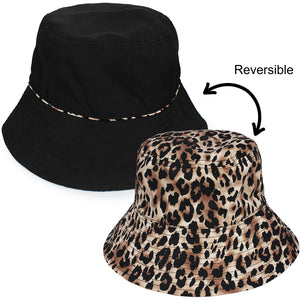 
                  
                    Reversible Leopard/Solid Bucket Hat
                  
                