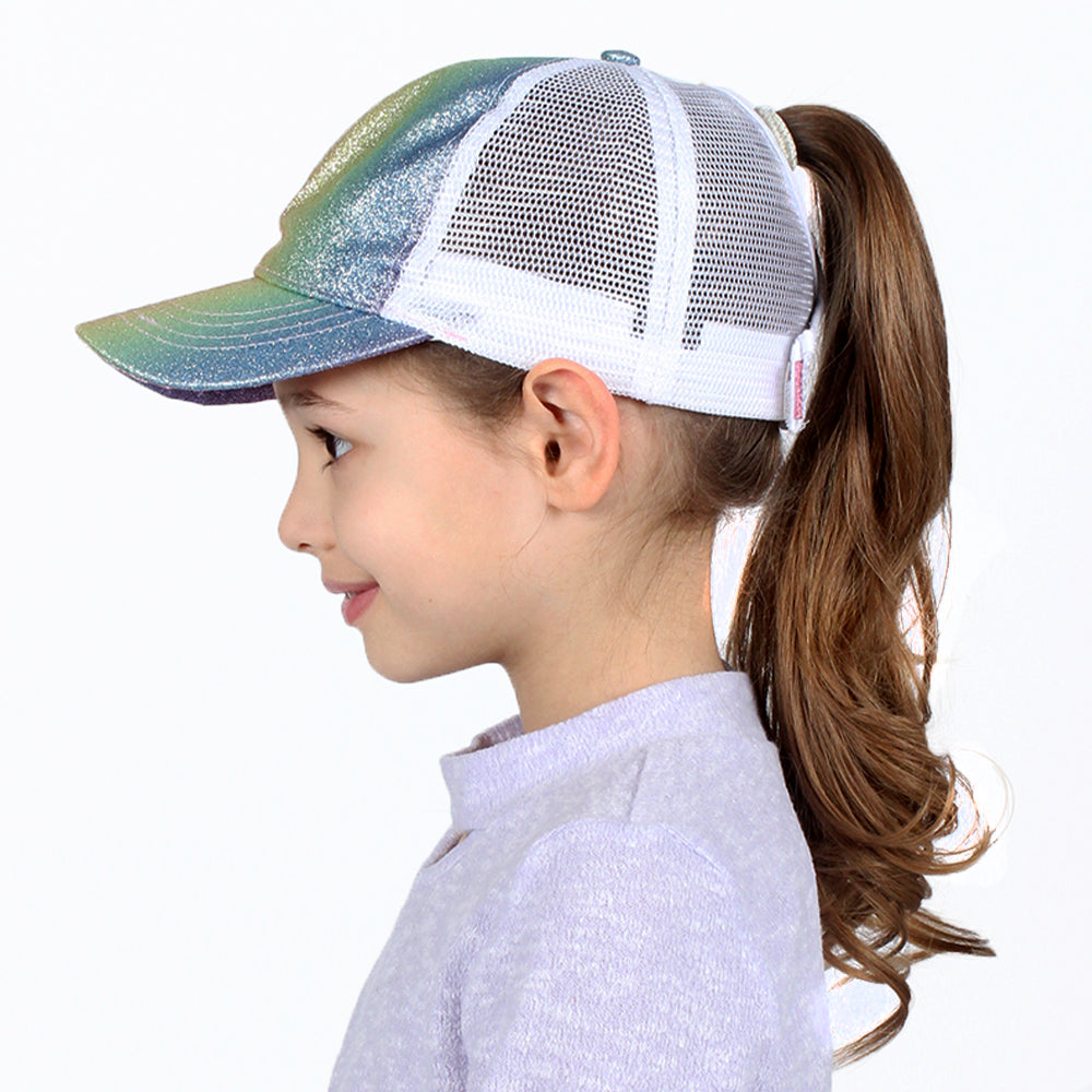 Kids Glitter Mesh Back Ponyflo® Cap