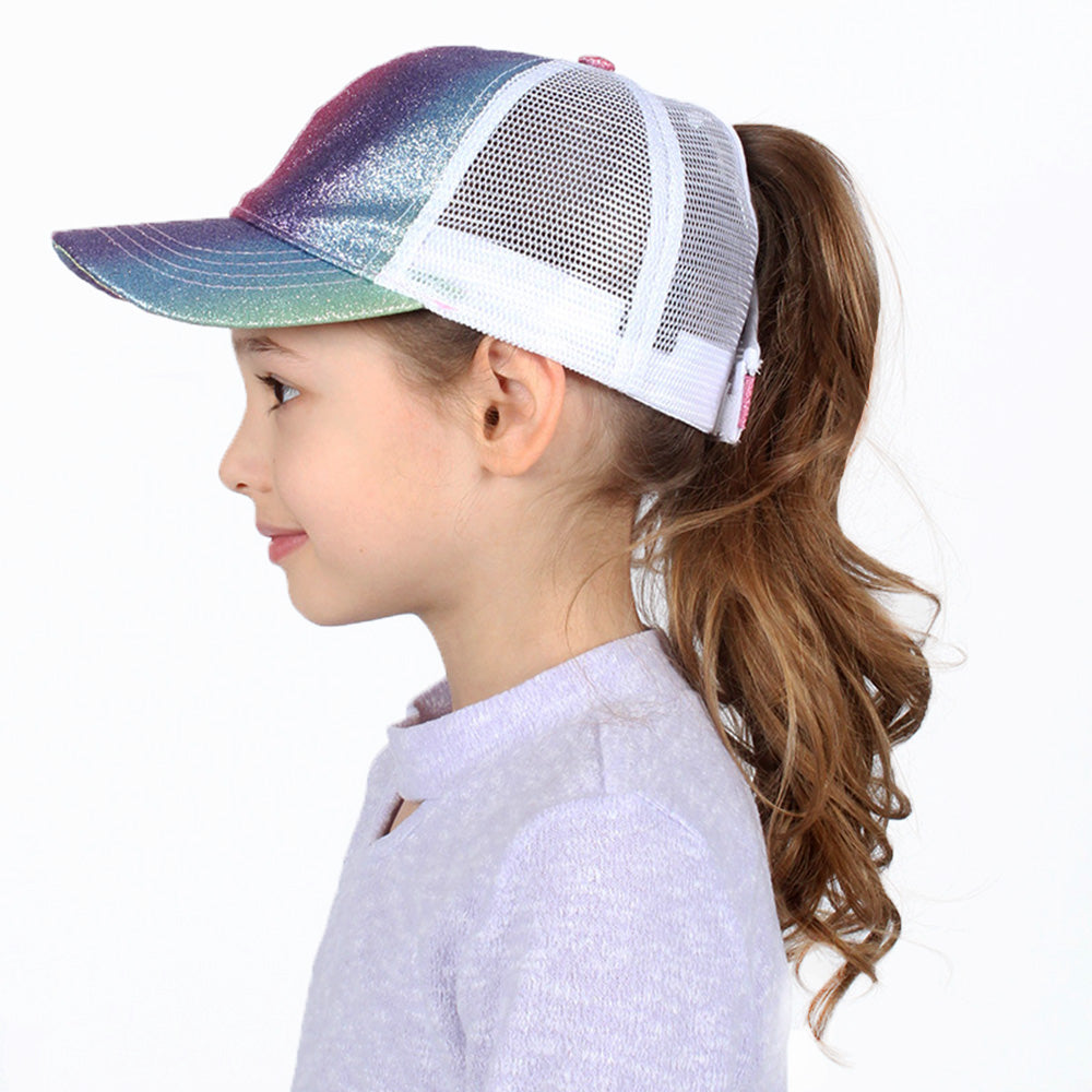 Kids Glitter Mesh Back Ponyflo® Cap
