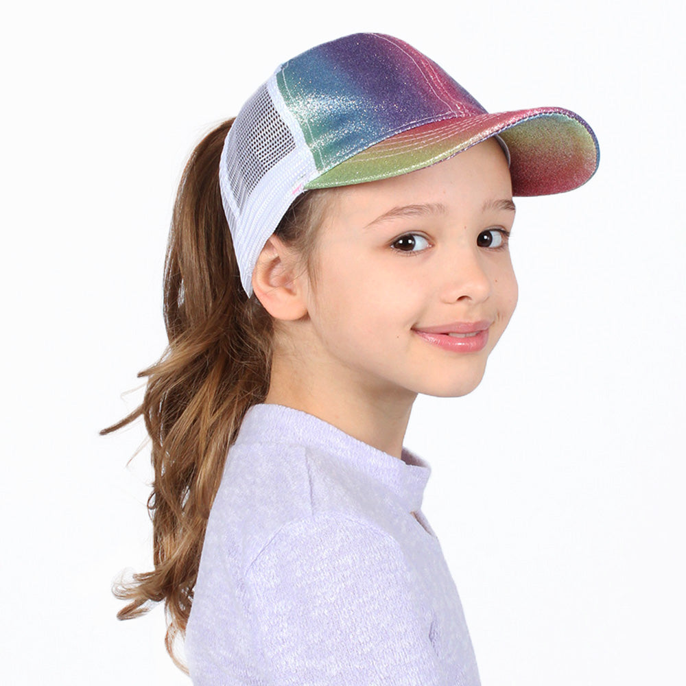 Kids Glitter Mesh Back Ponyflo® Cap