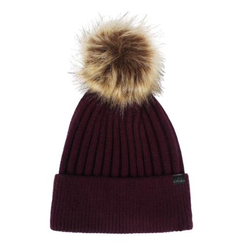 Knit Beanie with Faux Fur Pom