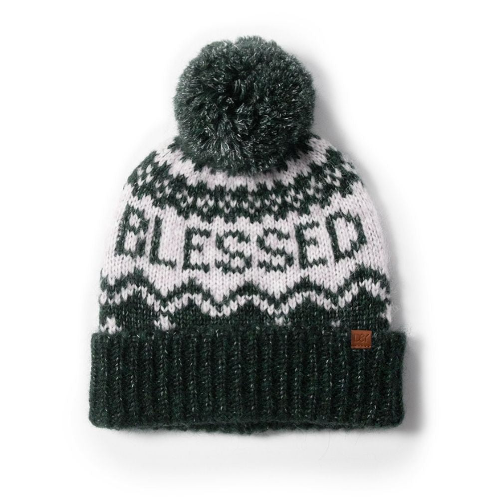 
                  
                    Blessed Jacquard Knit Beanie with Self Pom
                  
                