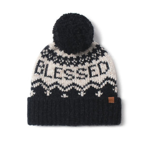 
                  
                    Blessed Jacquard Knit Beanie with Self Pom
                  
                